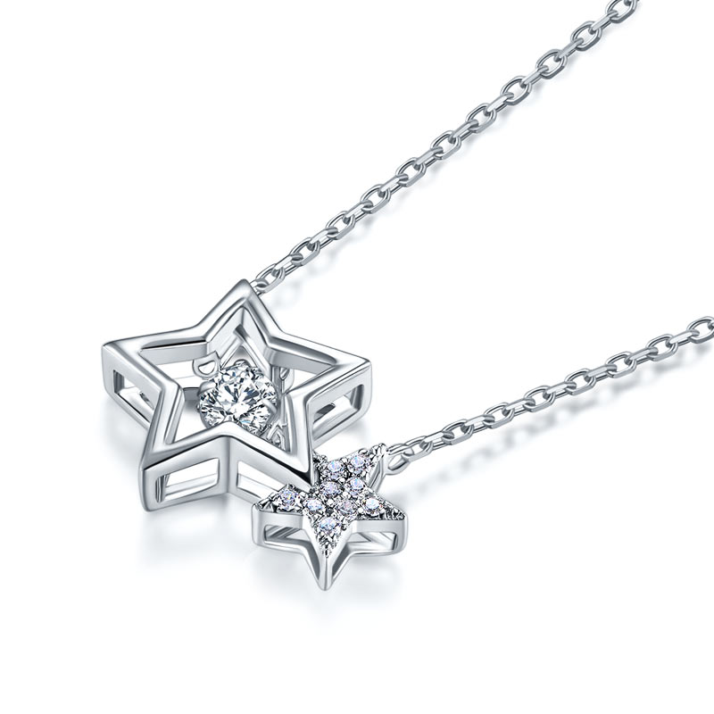 Dancing Stone Stars Necklace 925 Sterling Silver