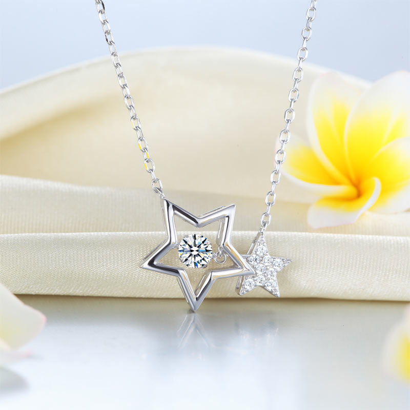 Dancing Stone Stars Necklace 925 Sterling Silver