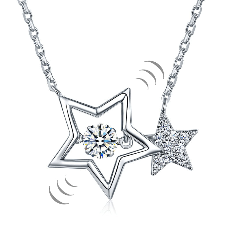 Dancing Stone Stars Necklace 925 Sterling Silver