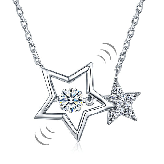 Dancing Stone Stars Necklace 925 Sterling Silver