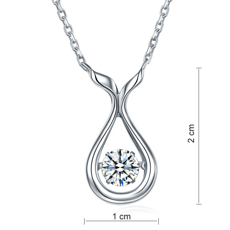 Dancing Stone Water Drop Necklace 925 Sterling Silver Simple Elegant