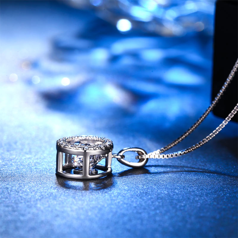 Dancing Stone Pendant Necklace 925 Sterling Silver