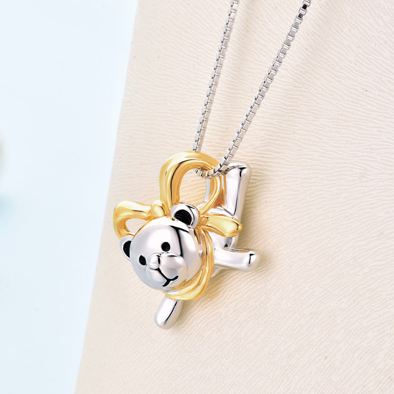 Lovely Bear Pendant Necklace 925 Sterling Silver