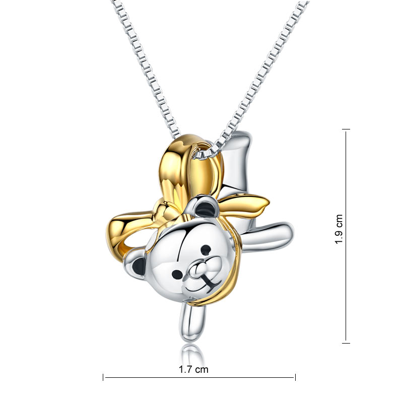 Lovely Bear Pendant Necklace 925 Sterling Silver