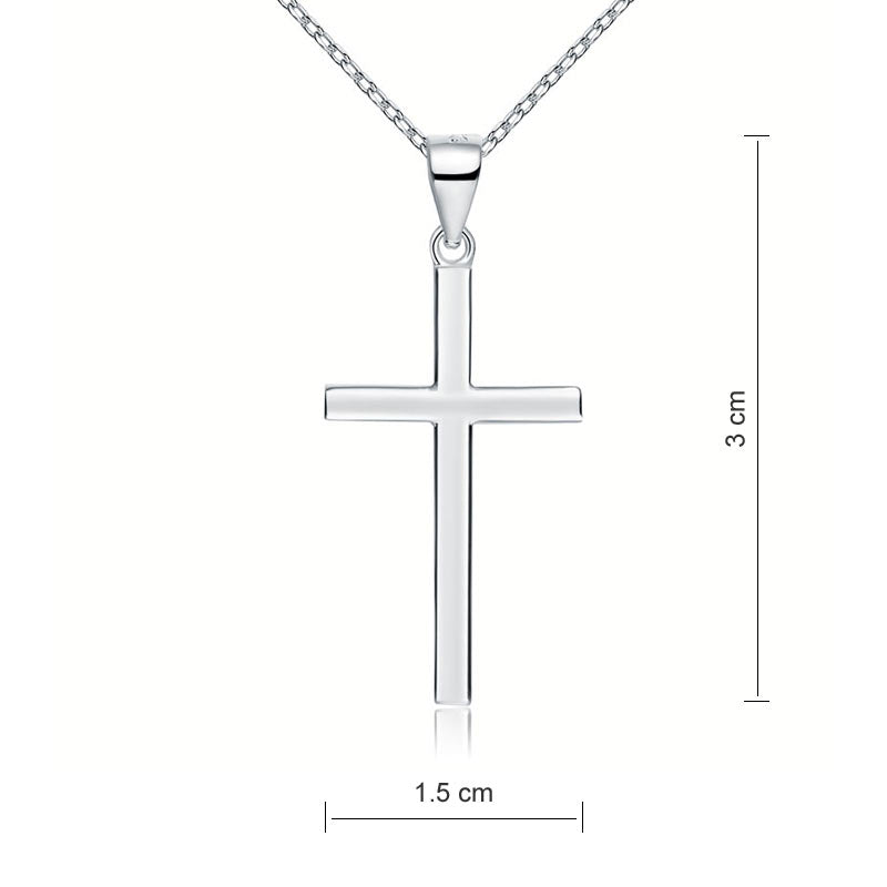 Cross Pendant Necklace Solid 925 Sterling Silver