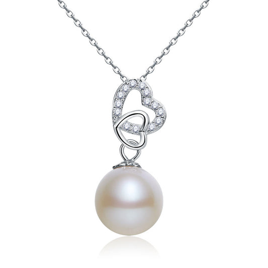 Fresh Water Pearl Heart Necklace 925 Sterling Silver