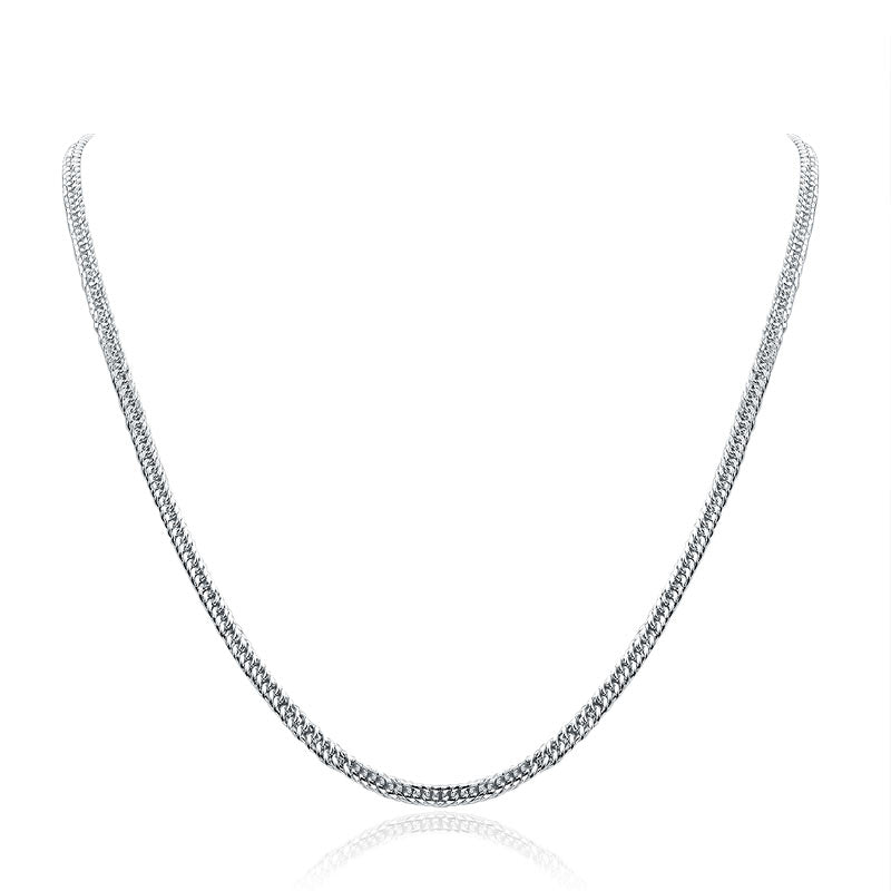 Men's Solid Silver Necklace 990 Pure Silver Cuban Link Chain
