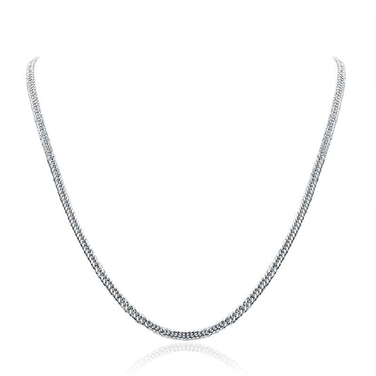 Men's Solid Silver Necklace 990 Pure Silver Cuban Link Chain