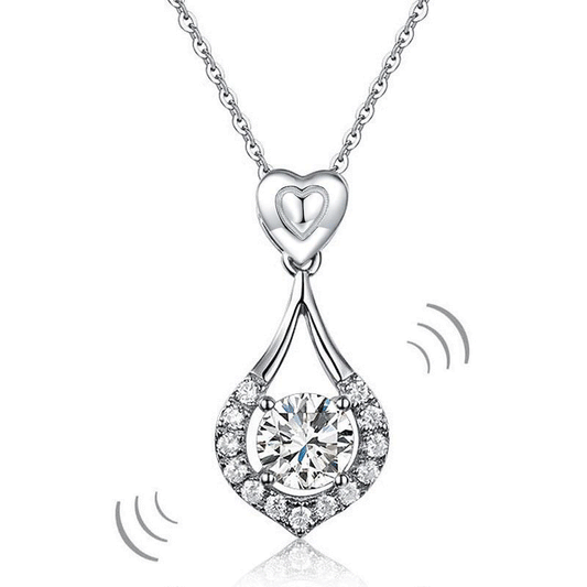 Dancing Stone use Swarovski Zirconia Heart Tear Drop Pendant Necklace 925 Sterling Silver