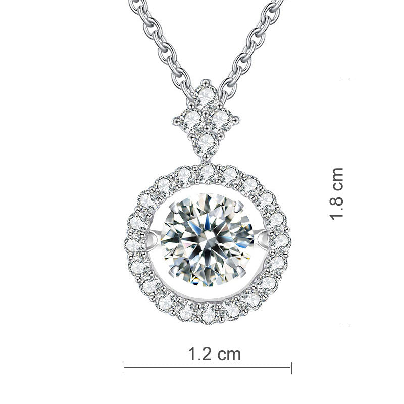 1 Carat Moissanite Diamond Dancing Stone Necklace 925 Sterling Silver