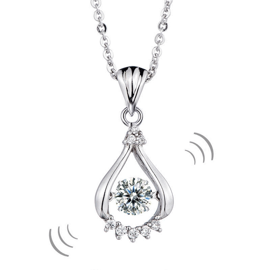 Dancing Stone 0.5 Carat Moissanite Diamond Necklace 925 Sterling Silver