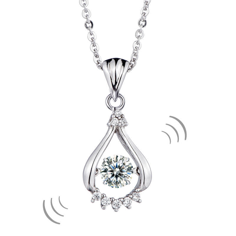 Dancing Stone 0.5 Carat Moissanite Diamond Necklace 925 Sterling Silver