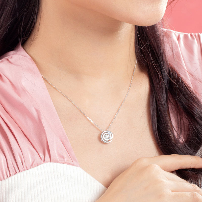 Pendant Moissanite Diamond Dancing Stone Necklace 925 Sterling Silver