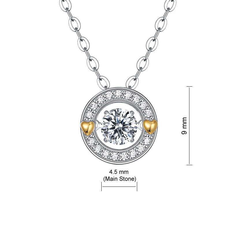 0.4 Carat Moissanite Diamond Dancing Stone Necklace 925 Sterling Silver