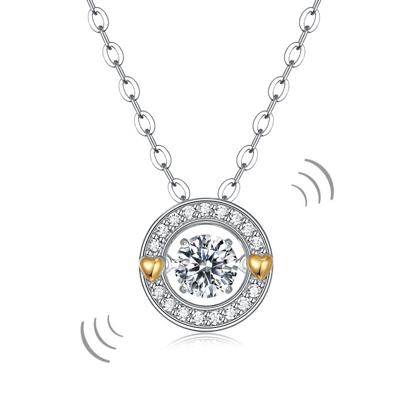1 Carat Moissanite Diamond Dancing Stone Necklace 925 Sterling Silver