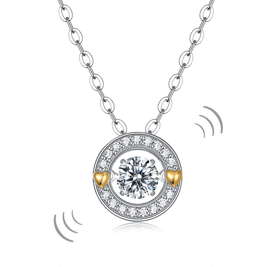 1 Carat Moissanite Diamond Dancing Stone Necklace 925 Sterling Silver