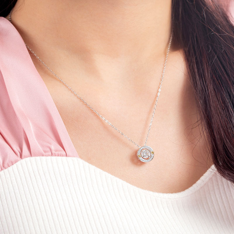 1 Carat Moissanite Diamond Dancing Stone Necklace 925 Sterling Silver