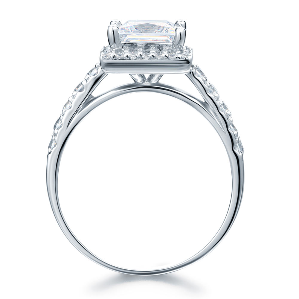 Solid 925 Sterling Silver Engagement Ring 1.5 Carat Anniversary Wedding Ring