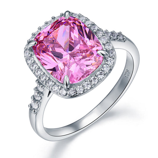 Solid 925 Sterling Silver Luxury Engagement Ring 6 Ct Cushion Fancy Pink Sapphire