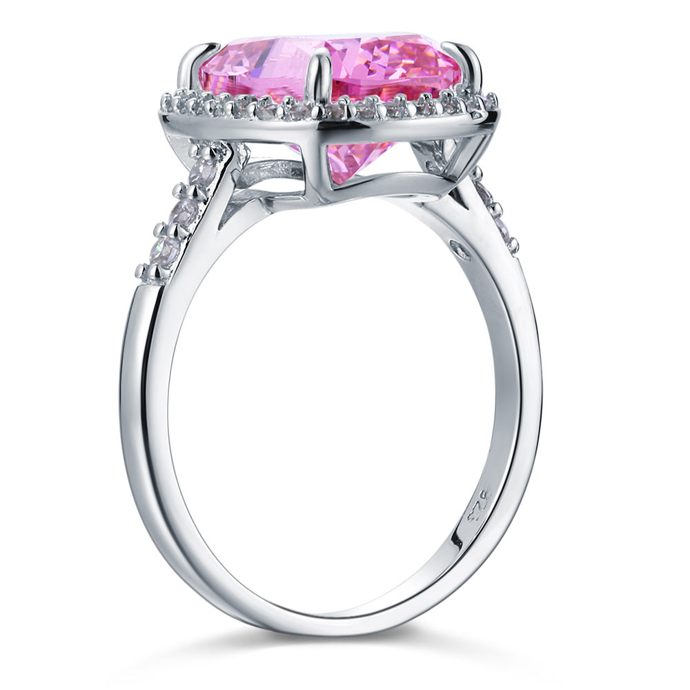 Solid 925 Sterling Silver Luxury Engagement Ring 6 Ct Cushion Fancy Pink Sapphire