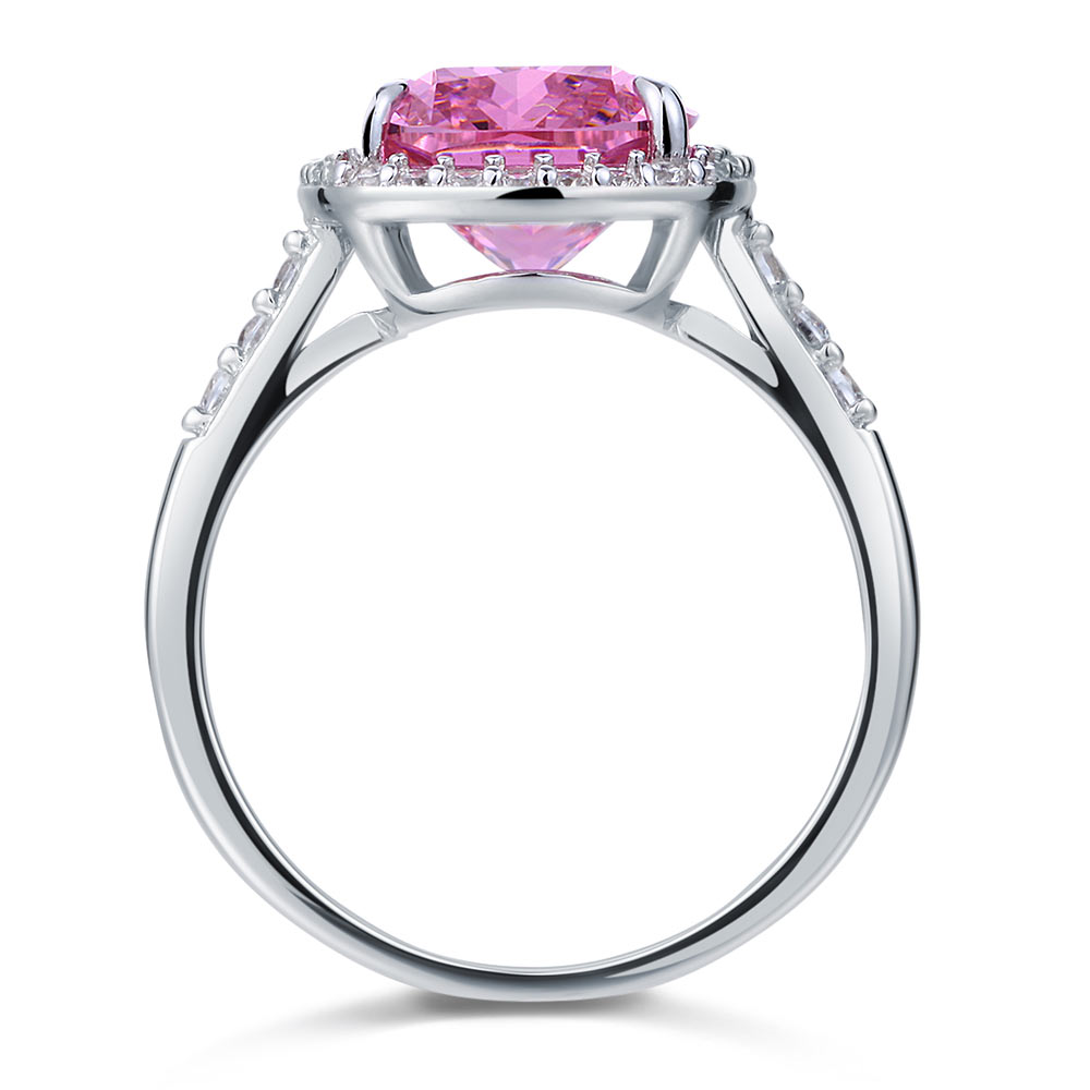 Solid 925 Sterling Silver Luxury Engagement Ring 6 Ct Cushion Fancy Pink Sapphire