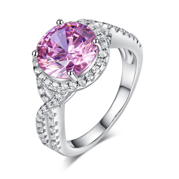 3 Carat Fancy Pink Created Diamond 925 Sterling Silver Wedding Engagement Luxury Ring Promise Anniversary