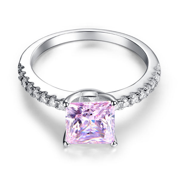 1.5 Ct Fancy Pink Created Diamond 925 Sterling Silver Wedding Ring Promise Anniversary