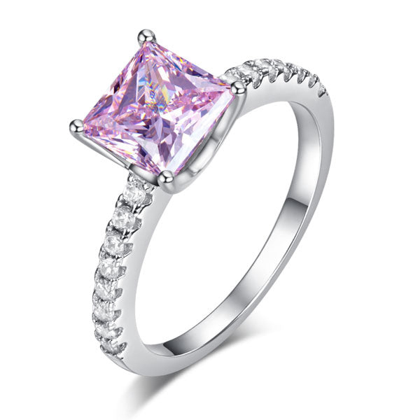 1.5 Ct Fancy Pink Created Diamond 925 Sterling Silver Wedding Ring Promise Anniversary
