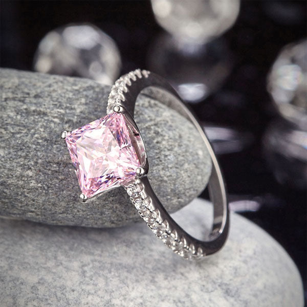 1.5 Ct Fancy Pink Created Diamond 925 Sterling Silver Wedding Ring Promise Anniversary
