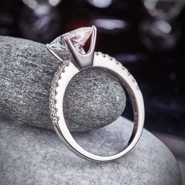1.5 Ct Princess Cut Created Diamond 925 Sterling Silver Wedding Ring Engagement Promise Anniversary