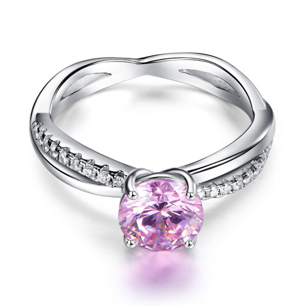 925 Sterling Silver Wedding Promise Anniversary Ring 1.25 Ct Fancy Pink Created Diamond