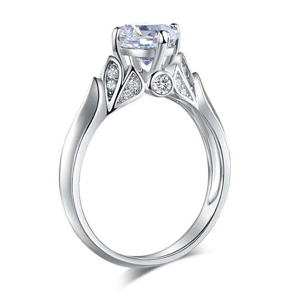 925 Sterling Silver Wedding Promise Anniversary Ring 1.25 Ct Created Diamond