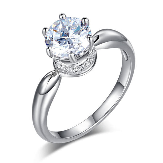 6 Claws Crown 925 Sterling Silver Wedding Promise Anniversary Ring 1.25 Ct Created Diamond Ring