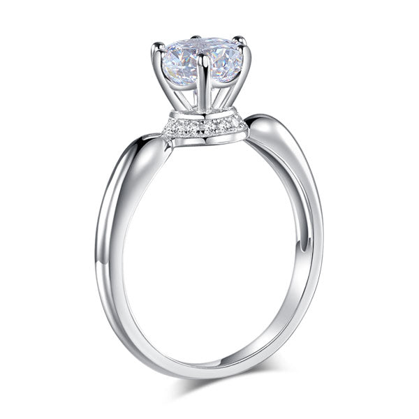 6 Claws Crown 925 Sterling Silver Wedding Promise Anniversary Ring 1.25 Ct Created Diamond Ring