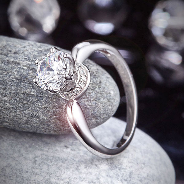 6 Claws Crown 925 Sterling Silver Wedding Promise Anniversary Ring 1.25 Ct Created Diamond Ring