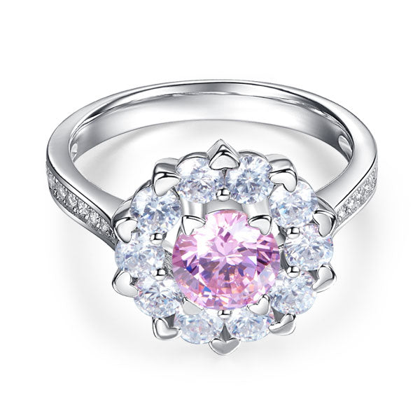 Snowflake 925 Sterling Silver Wedding Promise Anniversary Ring 1 Ct Fancy Pink Created Diamond Ring