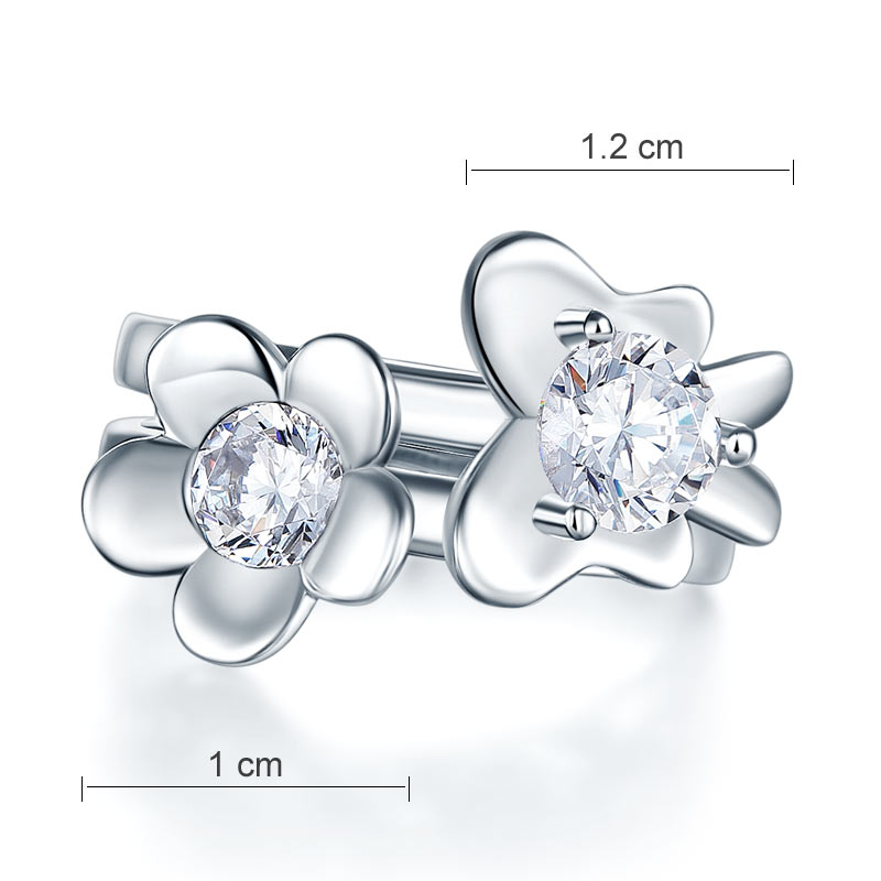 Solid 925 Sterling Silver 2-Pcs Butterfly Flower Ring Set