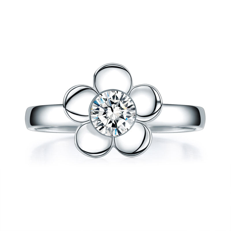 Solid 925 Sterling Silver 2-Pcs Butterfly Flower Ring Set