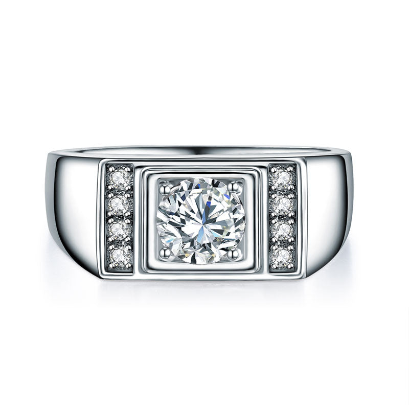 Men's Wedding Band Solid Sterling 925 Silver Ring Bridal Jewelry 1 Carat