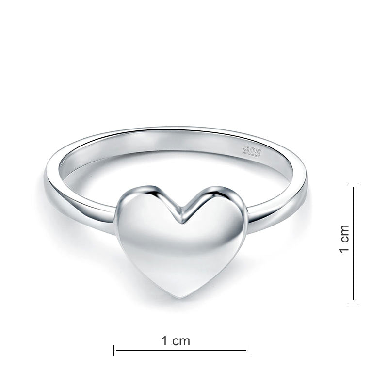 Plain Solid 925 Sterling Silver Ring Heart