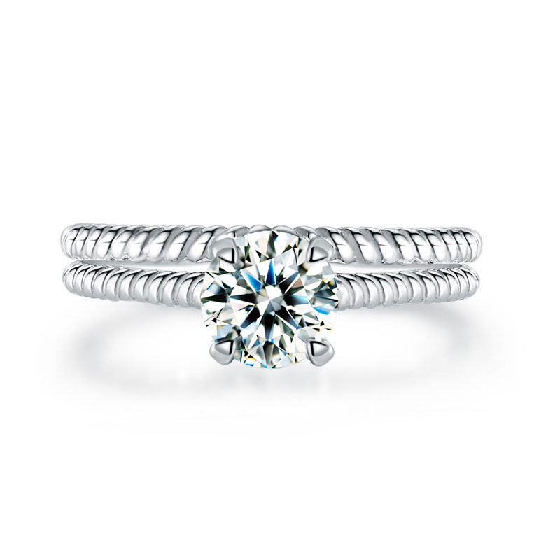 Promise Engagement 2-PC Solid Sterling 925 Silver Twist Solitaire Ring Set