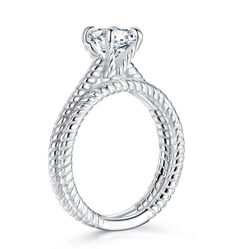 Promise Engagement 2-PC Solid Sterling 925 Silver Twist Solitaire Ring Set