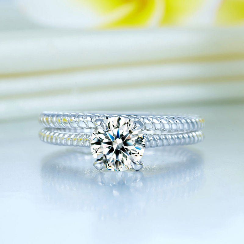 Promise Engagement 2-PC Solid Sterling 925 Silver Twist Solitaire Ring Set