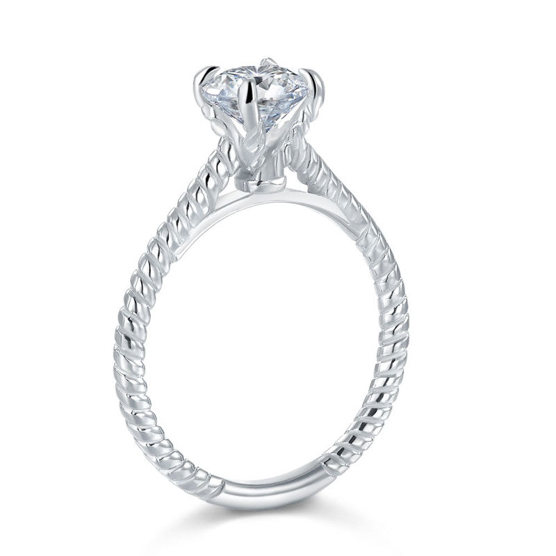 Promise Engagement 2-PC Solid Sterling 925 Silver Twist Solitaire Ring Set