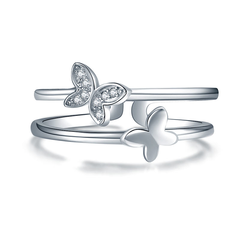 Solid 925 Sterling Silver Ring Band Butterfly Ring