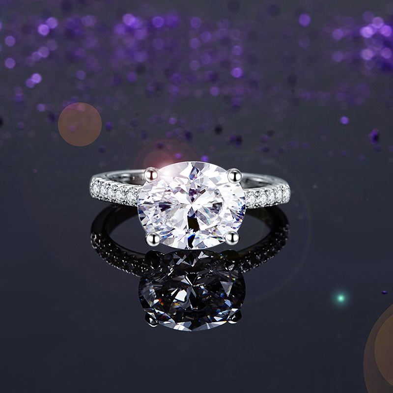 Solid 925 Sterling Silver 4 Carat Wedding Anniversary Ring Oval Cut