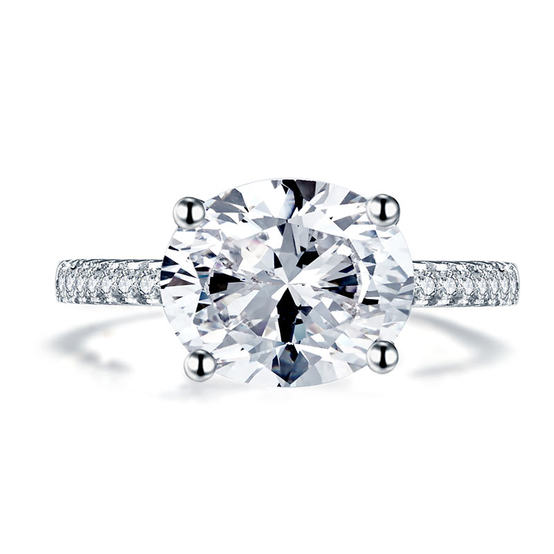 Solid 925 Sterling Silver 4 Carat Wedding Anniversary Ring Oval Cut