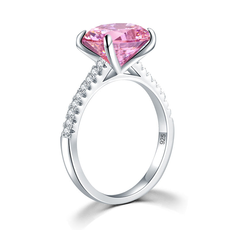Solid 925 Sterling Silver 4 Carat Anniversary Ring Fancy Pink Oval Cut