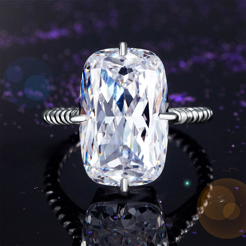 Solid 925 Sterling Silver Luxury Ring Solitaire 8.5 Carat Created Diamond Wedding Engagement