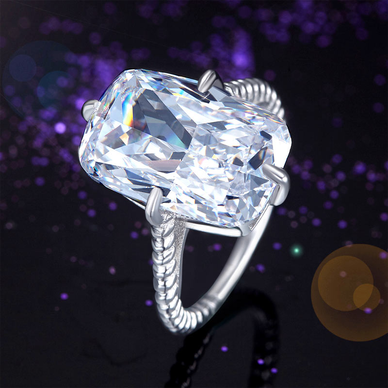 Solid 925 Sterling Silver Luxury Ring Solitaire 8.5 Carat Created Diamond Wedding Engagement